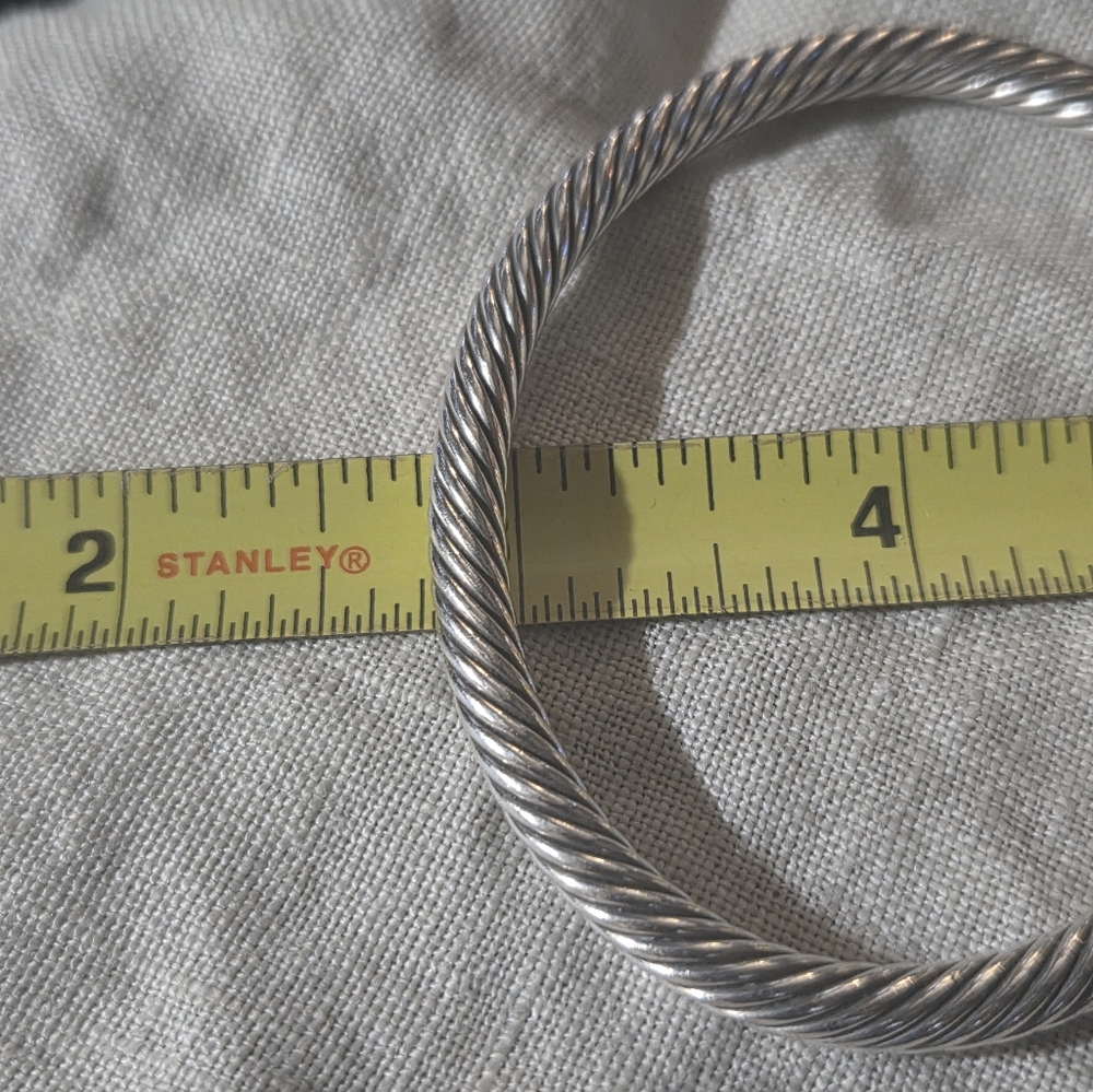 ***Host Pick***David Yurman Classic Cable 4mm Cuff Bracelet, Peridot, SS & 14k - Picture 12 of 12